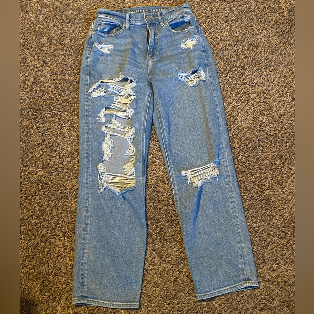 AE Stretch Highest Waist 90’s Boyfriend Jeans, medium wash
